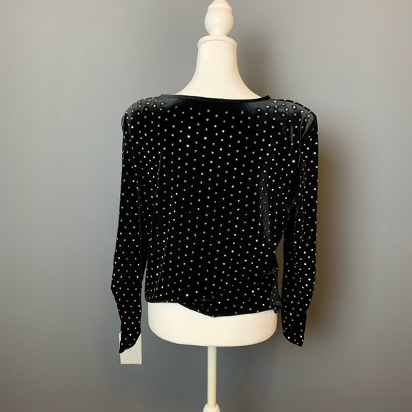 MANGO Embellished Studded Black Velvet Top - Picture 6 of 7